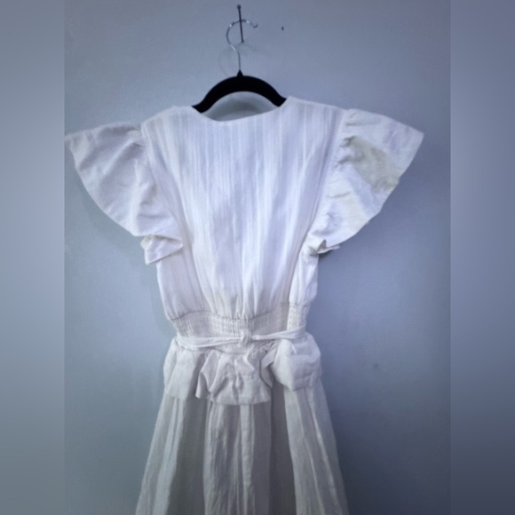 O.P.T Chic White Midi cotton Dress with Ruffle Detail New xs - Picture 10 of 16